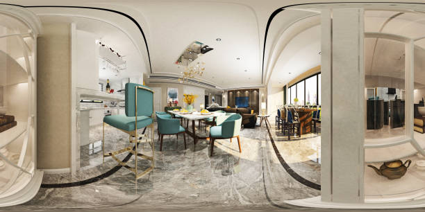 istock 360 Degrees Modern Living Room. 3D Render. 1064695954