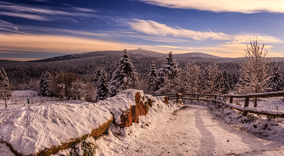 beginning of the Goethe hiking trail to the summit of the brocken in the harz mountains