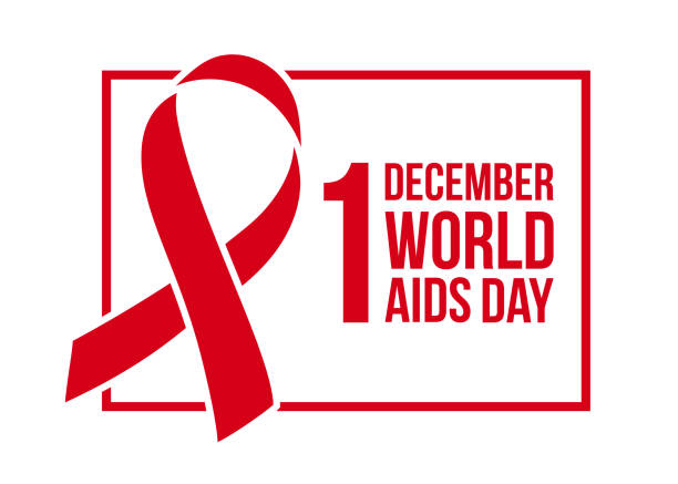 знамя с красной лентой. плакат с символом всемирного дня помощи, 1 декабря. шаблон дизайна, вектор. - world aids day stock illustrations