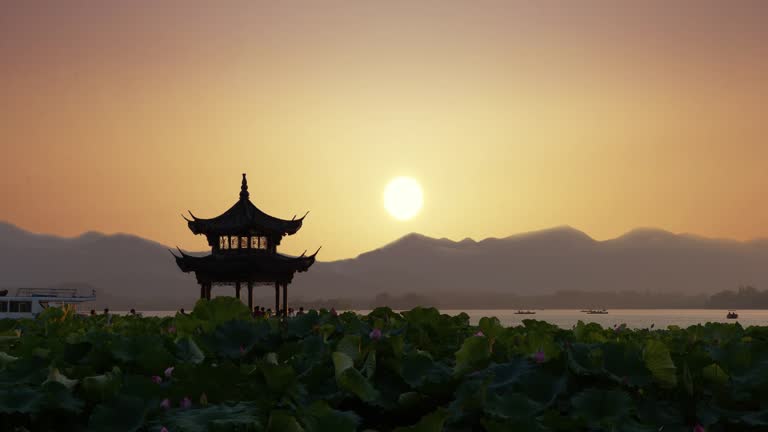 Beautiful sunrise with an ancient pagoda.