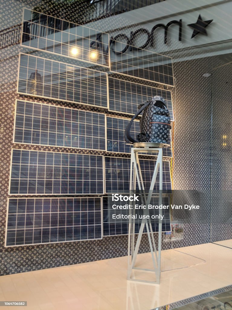 Louis Vuitton Window Display With Solar Panels Powering Display