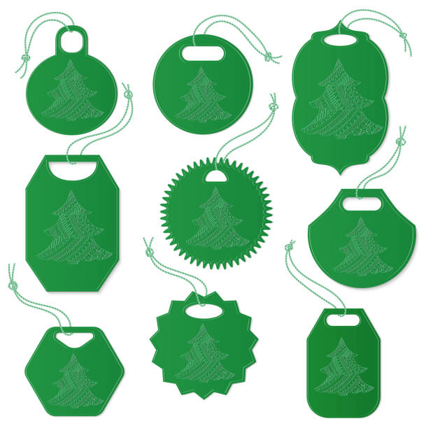 クリスマス ツリーで飾られたタグのセット - 芳香剤点のイラスト素材／クリップアート素材／マンガ素材／アイコン素材