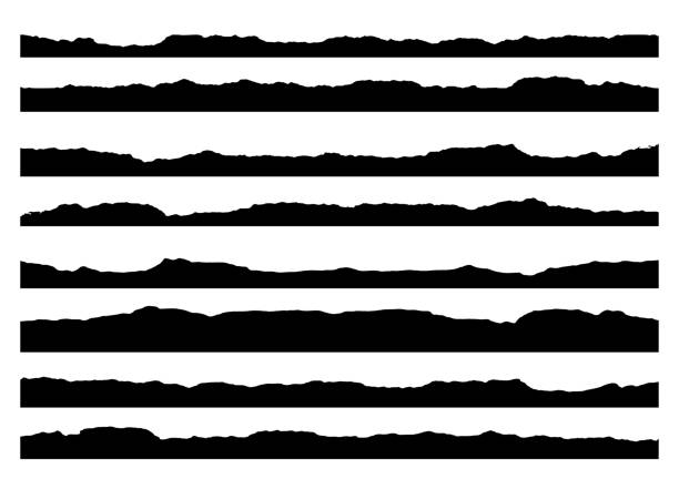 검은 페인트 선 설정 합니다. 그런 지 잉크 테두리입니다. 검은 페인트 브러시. 벡터 - ruffled stock illustrations