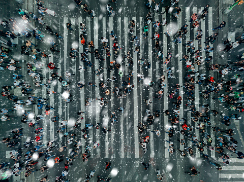 Aerial View of a Crossing with snow