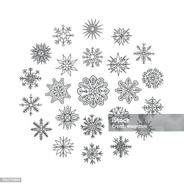 Snowflakes Doodles Stock Illustration - Download Image Now - Retro Style, Sketch, Snow