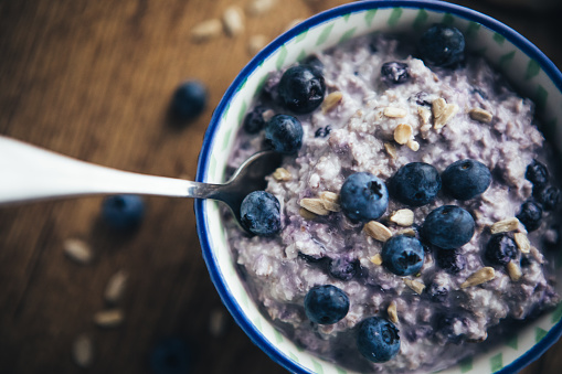 Healthy Breakfast, Blueberry Overnight Oatmeal