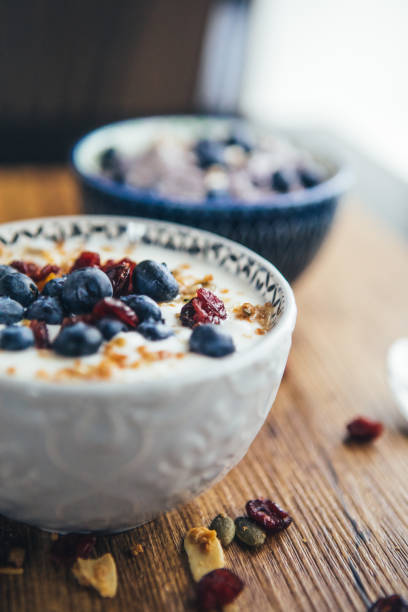 istock Healthy Breakfast, Yogurt With Granola And Overnight Oatmeal 1064716004