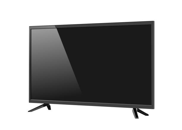 schwarz-led tv-tv-bildschirm leer isoliert auf weißem hintergrund - flat screen stock-grafiken, -clipart, -cartoons und -symbole