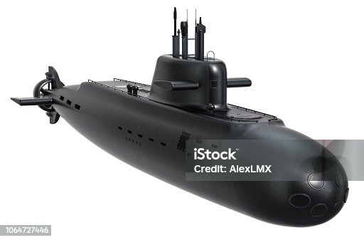 istock Submarine, 3D rendering isolated on white background 1064727446