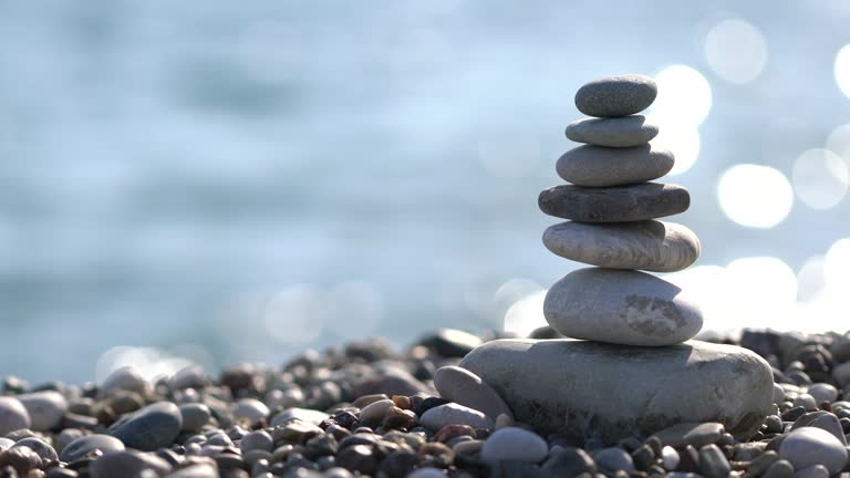 Pile of stones at the beach