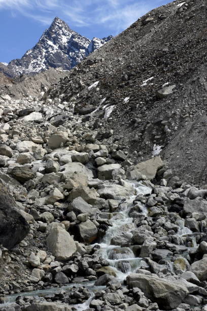 istock stream and big glacier stones in Gokyo valley 1064729404