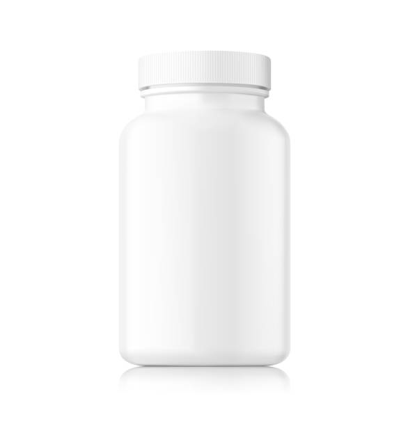 ilustraciones, imágenes clip art, dibujos animados e iconos de stock de maqueta de botella de plástico aislada sobre fondo blanco. puede utilizarse para médico, cosmético. - pill capsule nutritional supplement vitamin pill