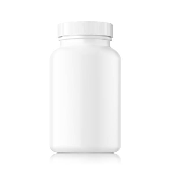 흰색 바탕에 절연 플라스틱 병 이랑입니다. 의료, 화장품에 사용할 수 있습니다. - pill capsule healthcare and medicine nutritional supplement stock illustrations