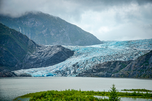 View of the Glacier with the lake in the foreground