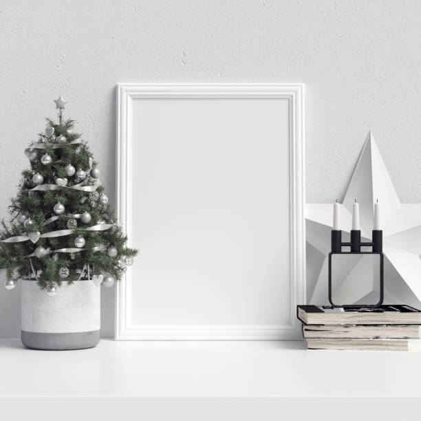 istock Mock Up Poster Frame Interior Scandinavian Christmas Winter Decoration 1064745454