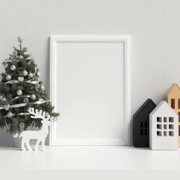 istock Mock Up Poster Frame Interior Scandinavian Christmas Winter Decoration 1064745600