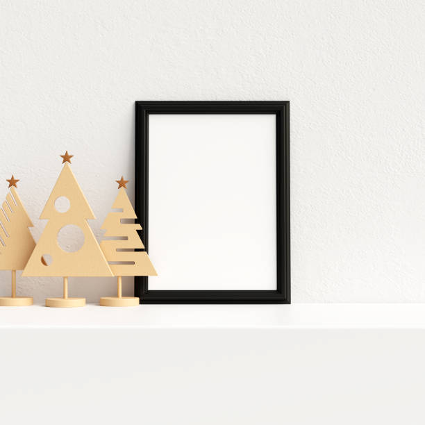 istock Mock Up Poster Frame Interior Scandinavian Christmas Winter Decoration 1064745656
