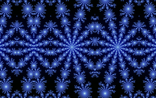 Dark blue frosty fractal design using deep zoom in the mathematical Mandelbrot set. Cool design for a Christmas card.