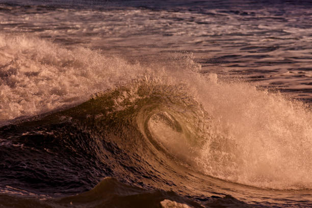 istock The crest of a wave breaking in a sunset 1064753432