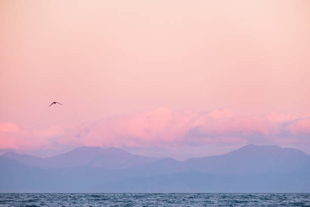 Beautiful cloudscape over the sea at sunset.