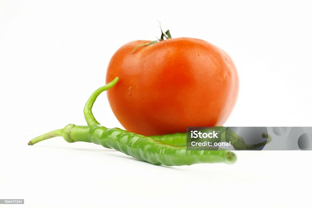 Tomate e Pimenta Verde longo - Royalty-free ADN Foto de stock