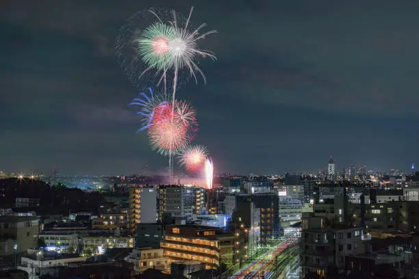 Fireworks in Tamagawa Kanagawa, Kawasaki
