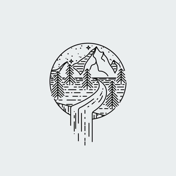 Minimalist Tattoo Tree And Mountain T-Shirt - Vintage Nature Minimalist Tattoo Tree And Mountain T-Shirt - Vintage Nature