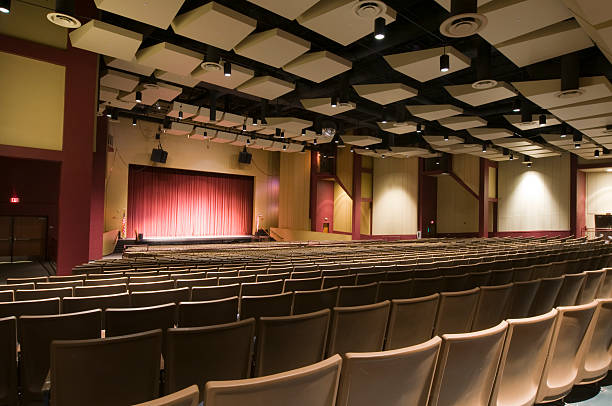 istock Vacant interior of theater showing seats, stage and ceiling 106478598