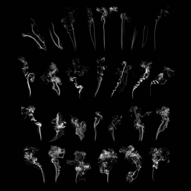 istock Value Set of abstract isolated moving smoke with black background. 1064789836