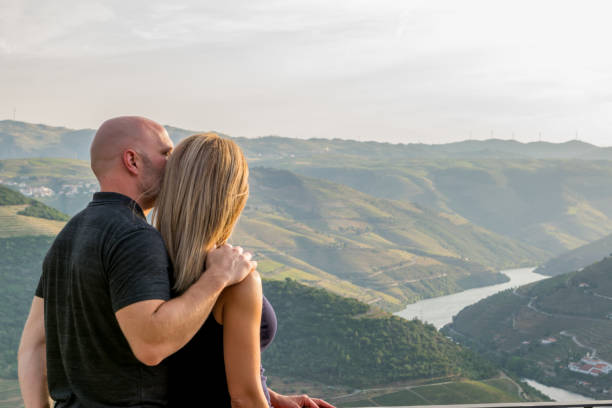 istock Young couple looking at Douro valley. 1064797950