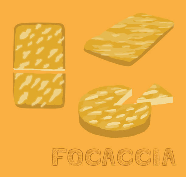 illustrazioni stock, clip art, cartoni animati e icone di tendenza di illustrazione vettoriale focaccia tipo pane - focaccia