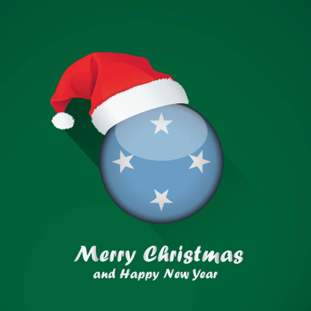 istock Merry Christmas and happy new year background design with glossy round Flag 1064805610