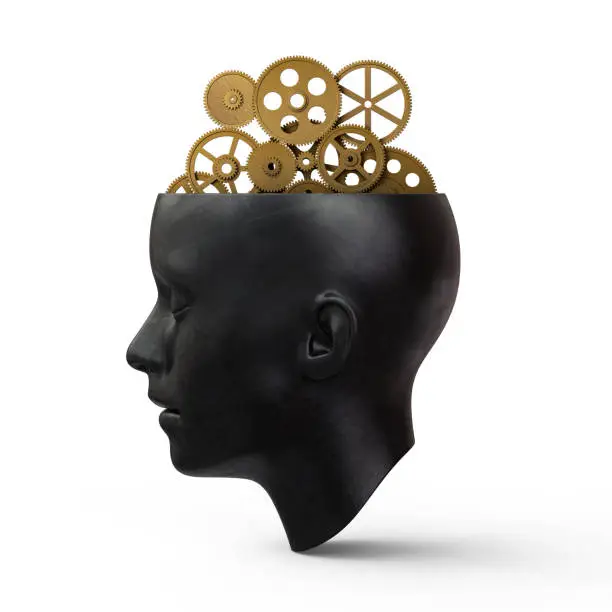 Head With Gears,3d rendering,conceptual image.