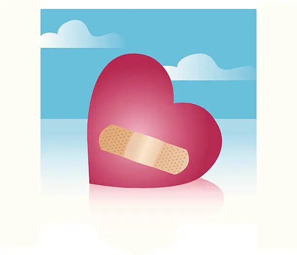 Vector illustration of Healing Heart with a Bandage