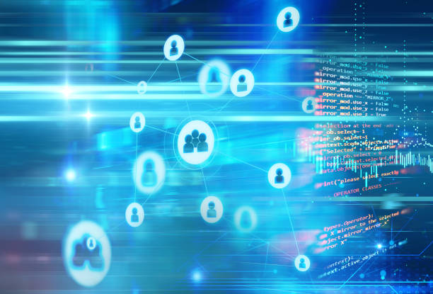 istock abstract illustration background with user icon and connecting dots . 1064814452