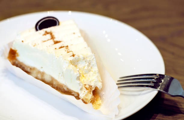 istock Eaten cheesecake on a white plate close-up 1064821626