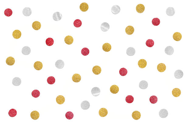 istock Red gold and silver glitter confetti paper cut on white background 1064828176