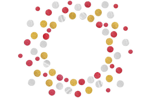 istock Red gold and silver glitter confetti paper cut on white background 1064828178