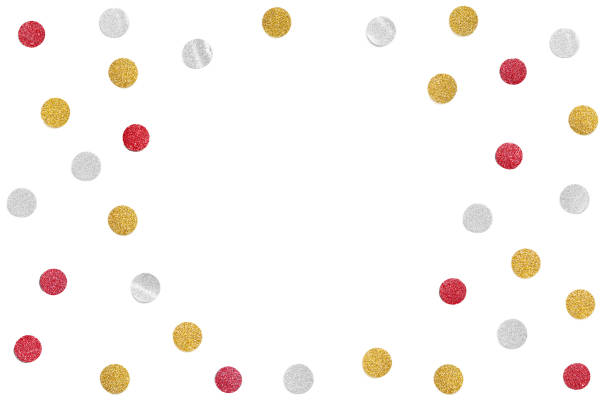 istock Red gold and silver glitter confetti paper cut on white background 1064828226