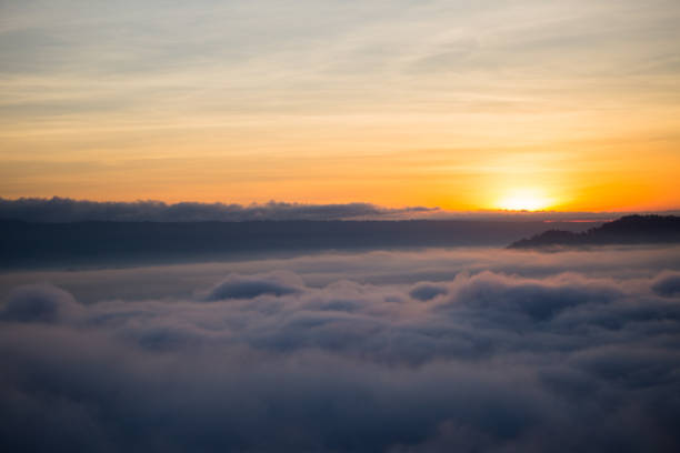 Mist and mountain peaks in the morning
