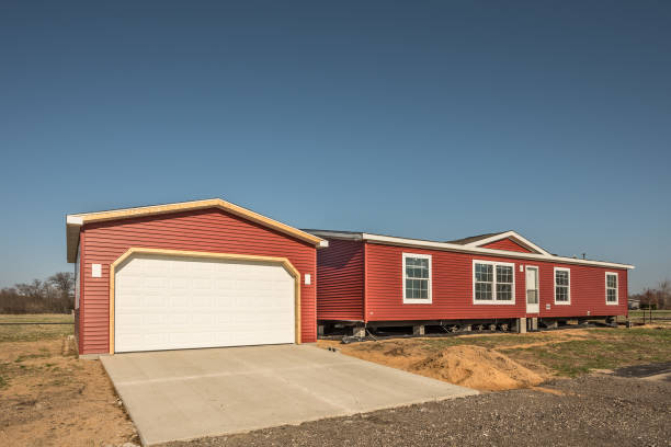 Newly Arrived Manufactured Home stock photo