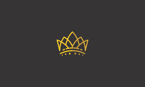 クラウン キング ライン アートのロゴのアイコン ベクトル - queen点のイラスト素材／クリップアート素材／マンガ素材／アイコン素材