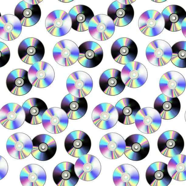 Vector illustration of CD disk seamless pattern on white background