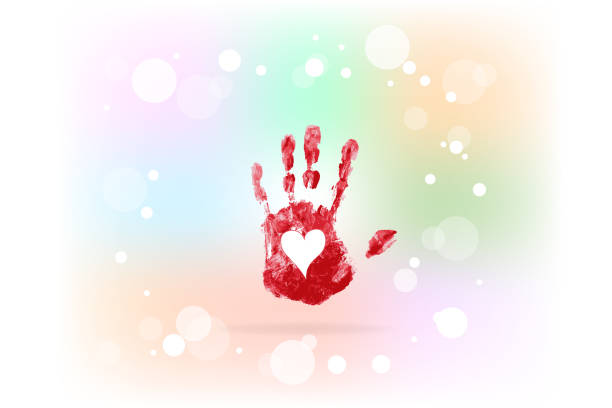 istock Hand print love heart symbol icon id card 1064855440