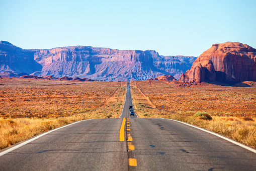 Scenic view from highway 163 in Monument Valley near the Utah-Arizona border,  United States.