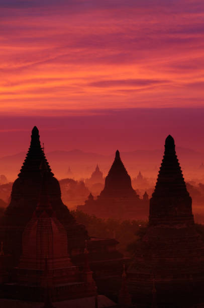 Twilight sky in thousand pagodas of Bagan