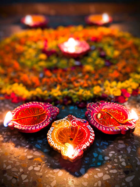istock Diwali with diyas and lamps 1064875342