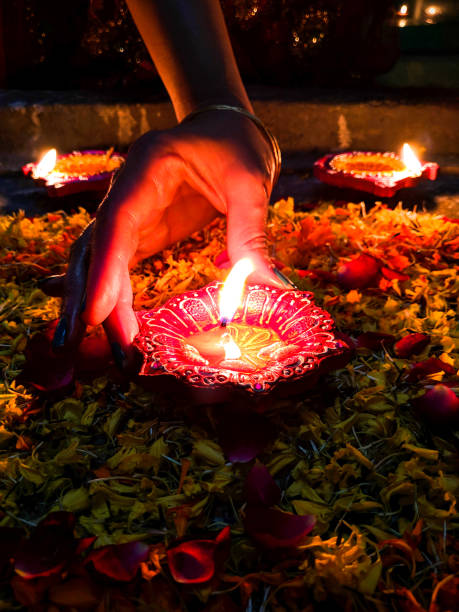 istock Diwali with diyas and lamps 1064875404