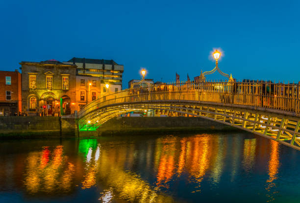 istock Sunset view of the Millenium bridge in Dublin, Ireland 1064878278