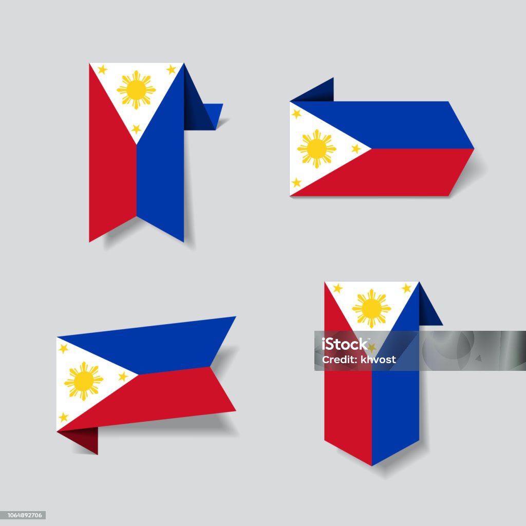 Philippines flag stickers and labels. Vector illustration. Philippines flag stickers and labels set. Vector illustration. Banner - Sign stock vector